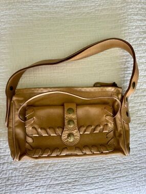 Vintage Chloé 2004 Leather Whipstitch Messenger Shoulder Bag Tan Italy